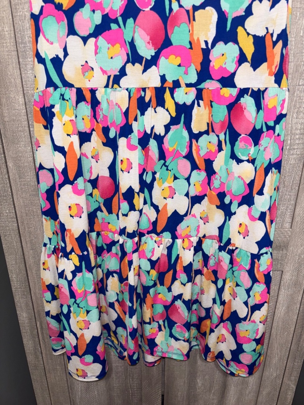Multi color Dear Scarlett Tiered Wrinkle Free Dress 2X - Picture 5 of 7